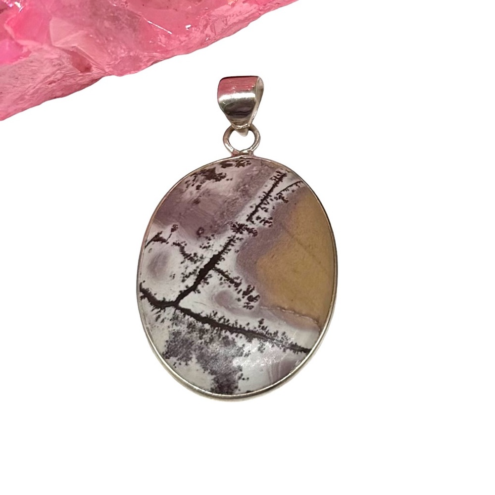 Sonoran Dendritic Rhyolite Stone Necklace Pendant Solid 925 Sterling Silver
